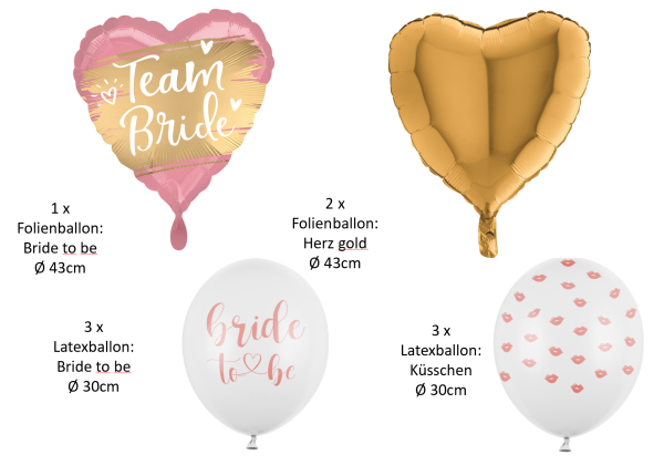 Hochzeits - SET: Team Bride - 9 Stk.